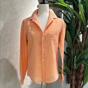Frank & Eileen Orange Linen Button-Down Shirt